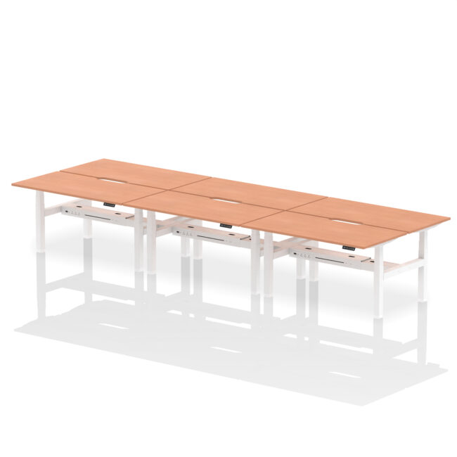 Air Back-to-Back Scalloped Edge Height Adjustable Bench Desk - 6 Person - Image 39