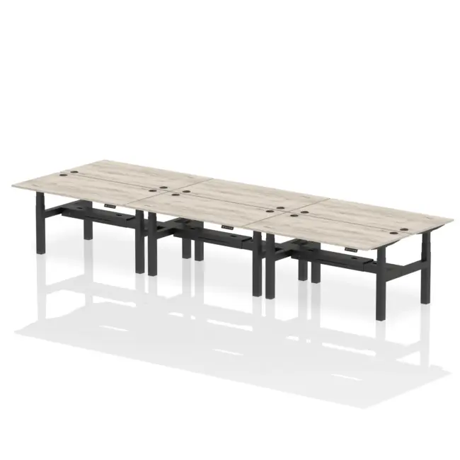 Air Back-to-Back Height Adjustable Bench Desk - 6 Person - Image 49