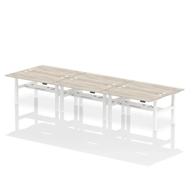 Air Back-to-Back Height Adjustable Bench Desk - 6 Person - Image 51