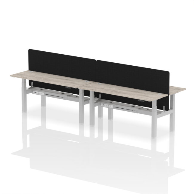 Air Back-to-Back Slimline Height Adjustable Bench Desk - 4 Person with Black Straight Screen - Image 71