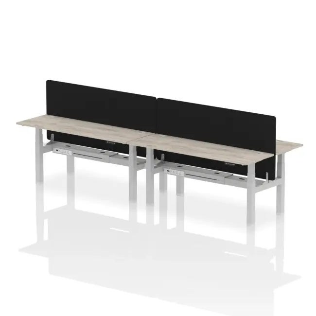 Air Back-to-Back Slimline Height Adjustable Bench Desk - 4 Person with Black Straight Screen - Image 71