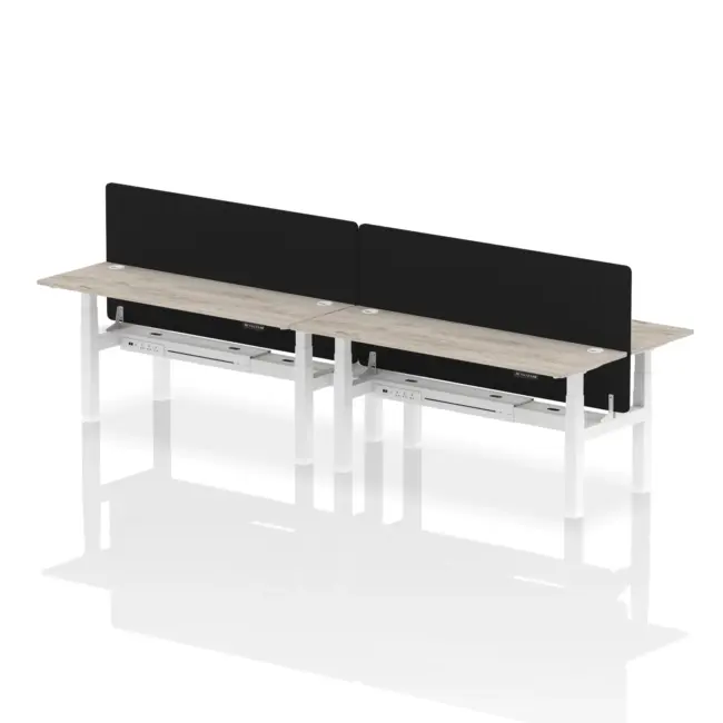 Air Back-to-Back Slimline Height Adjustable Bench Desk - 4 Person with Black Straight Screen - Image 72