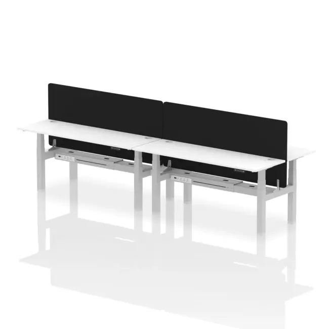 Air Back-to-Back Slimline Height Adjustable Bench Desk - 4 Person with Black Straight Screen - Image 83