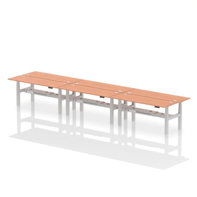 Air Back-to-Back Slimline Height Adjustable Bench Desk - 6 Person - Image 65