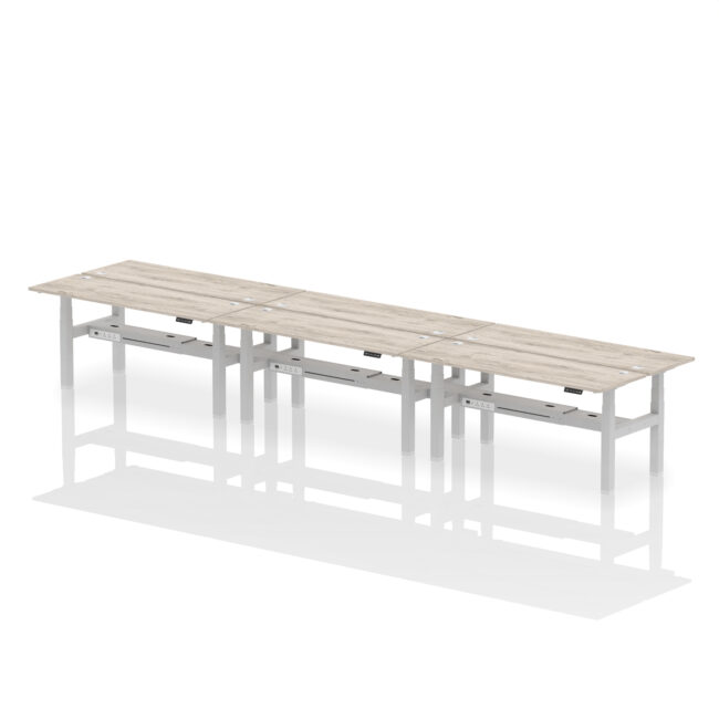 Air Back-to-Back Slimline Height Adjustable Bench Desk - 6 Person - Image 71