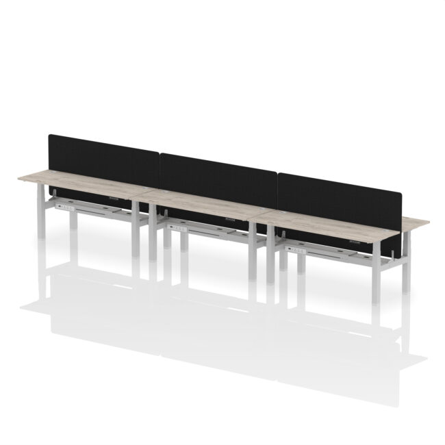 Air Back-to-Back Slimline Height Adjustable Bench Desk - 6 Person with Black Straight Screen - Image 71