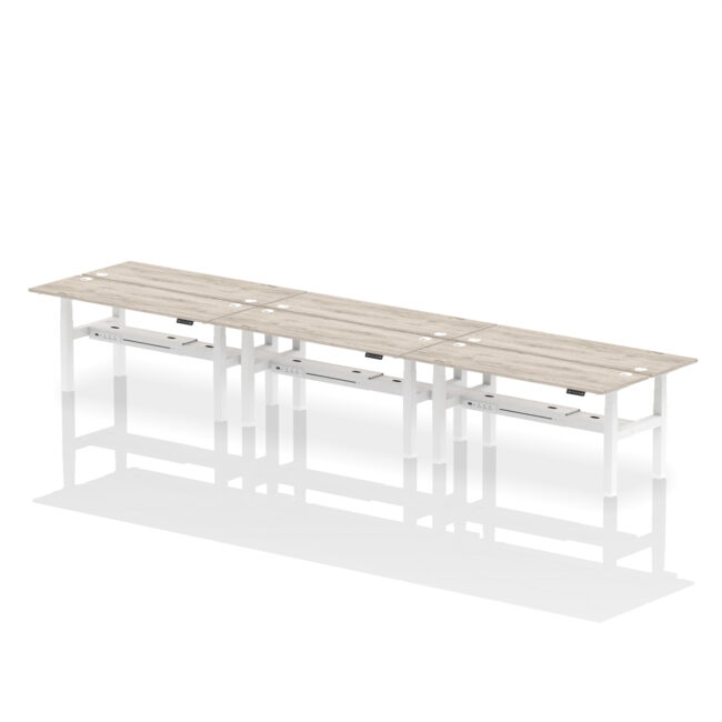 Air Back-to-Back Slimline Height Adjustable Bench Desk - 6 Person - Image 72