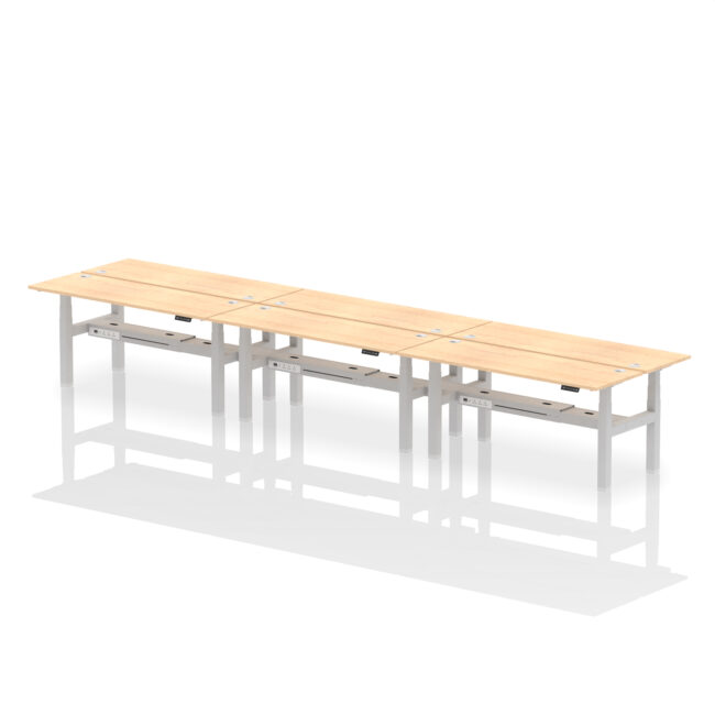 Air Back-to-Back Slimline Height Adjustable Bench Desk - 6 Person - Image 74