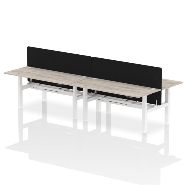 Air Back-to-Back Height Adjustable Bench Desk - 4 Person with Black Straight Screen - Image 72