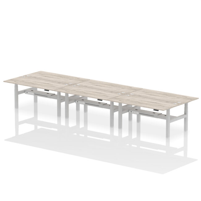 Air Back-to-Back Height Adjustable Bench Desk - 6 Person - Image 71