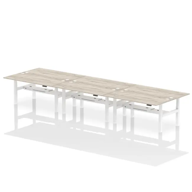 Air Back-to-Back Height Adjustable Bench Desk - 6 Person - Image 72