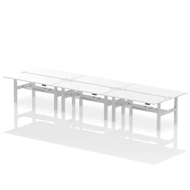 Air Back-to-Back Height Adjustable Bench Desk - 6 Person - Image 83