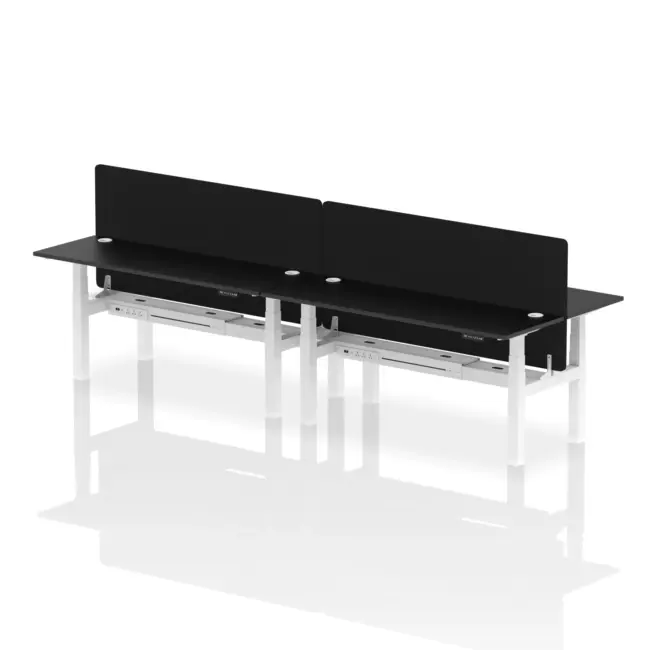 Air Back-to-Back Slimline Height Adjustable Bench Desk - 4 Person with Black Straight Screen - Image 69