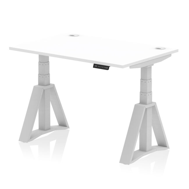 Air Height Adjustable Desk With Cable Ports With Piste Foot - Image 9