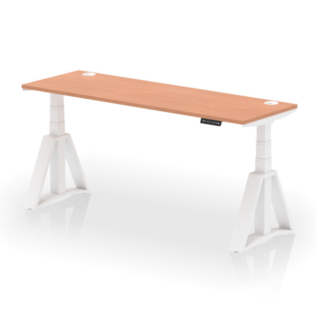 Air Height Adjustable Slimline Desk With Cable Ports With Piste Foot - Image 24