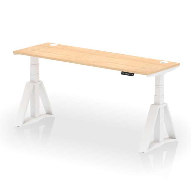 Air Height Adjustable Slimline Desk With Cable Ports With Piste Foot - Image 36