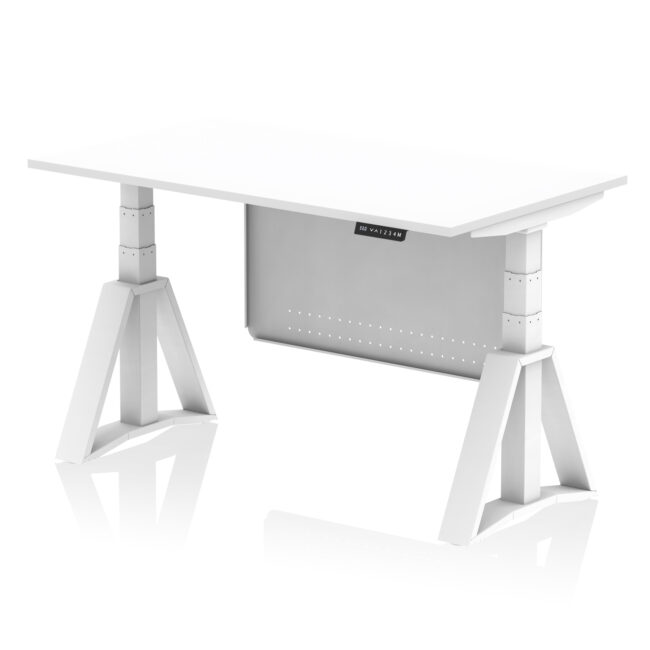 Air Height Adjustable Desk without Cable Ports With Steel Modesty Panel With Piste Foot - Image 30