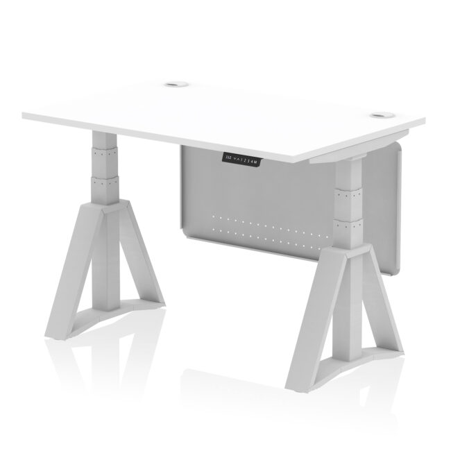 Air Height Adjustable Desk With Cable Ports With Steel Modesty Panel With Piste Foot - Image 9