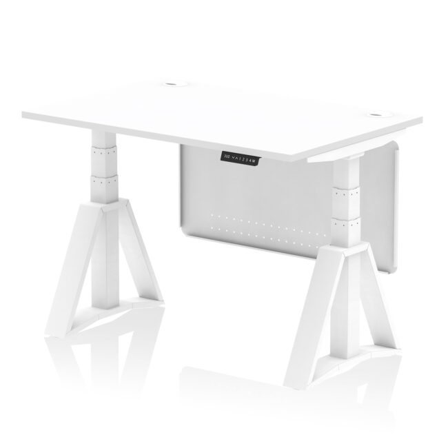Air Height Adjustable Desk With Cable Ports With Steel Modesty Panel With Piste Foot - Image 29