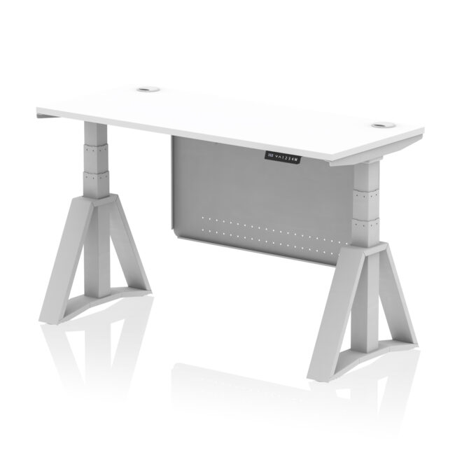 Air Height Adjustable Slimline Desk With Cable Ports With Steel Modesty Panel With Piste Foot - Image 10