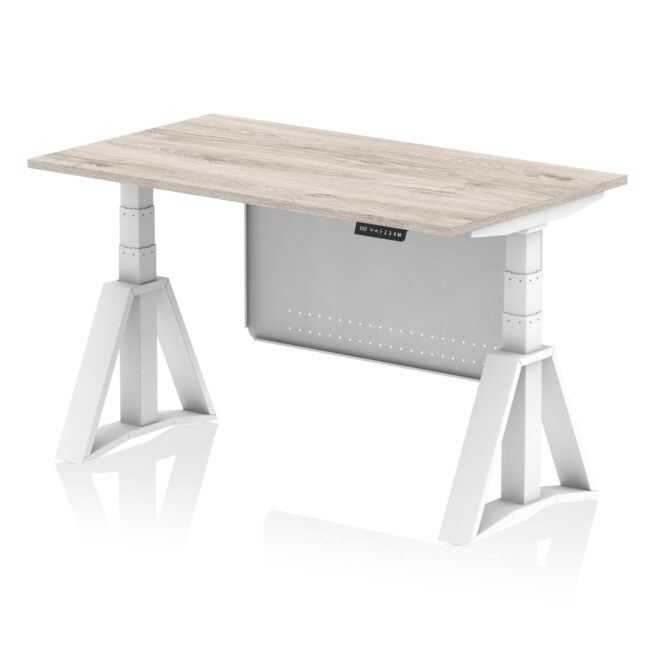 Air Height Adjustable Desk without Cable Ports With Steel Modesty Panel With Piste Foot - Image 44