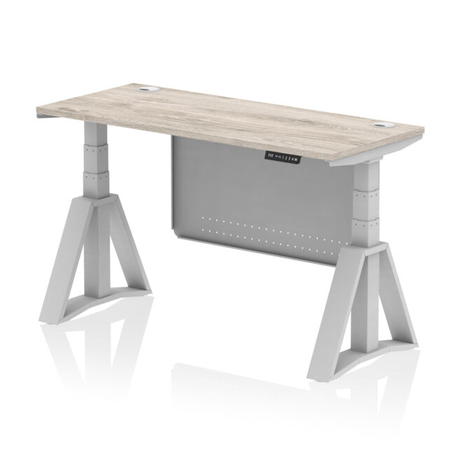 Air Height Adjustable Slimline Desk With Cable Ports With Steel Modesty Panel With Piste Foot - Image 42