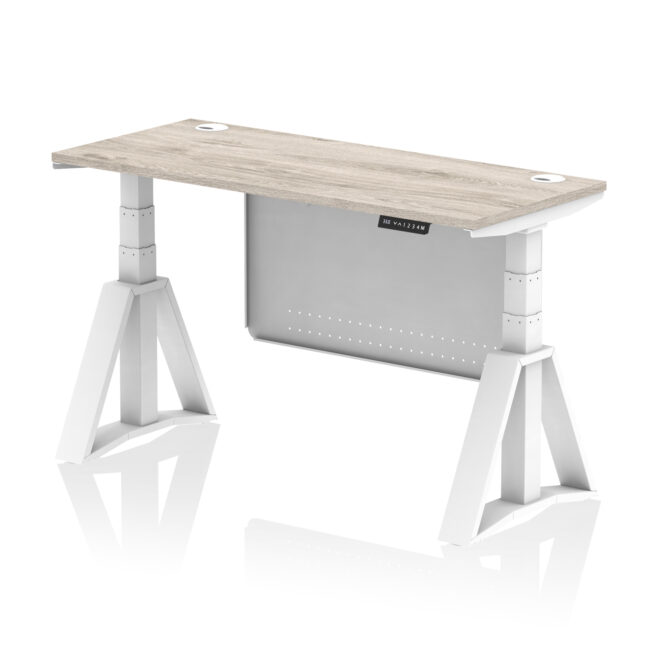 Air Height Adjustable Slimline Desk With Cable Ports With Steel Modesty Panel With Piste Foot - Image 46