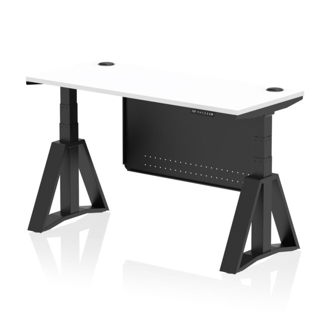 Air Height Adjustable Slimline Desk With Cable Ports With Steel Modesty Panel With Piste Foot - Image 58
