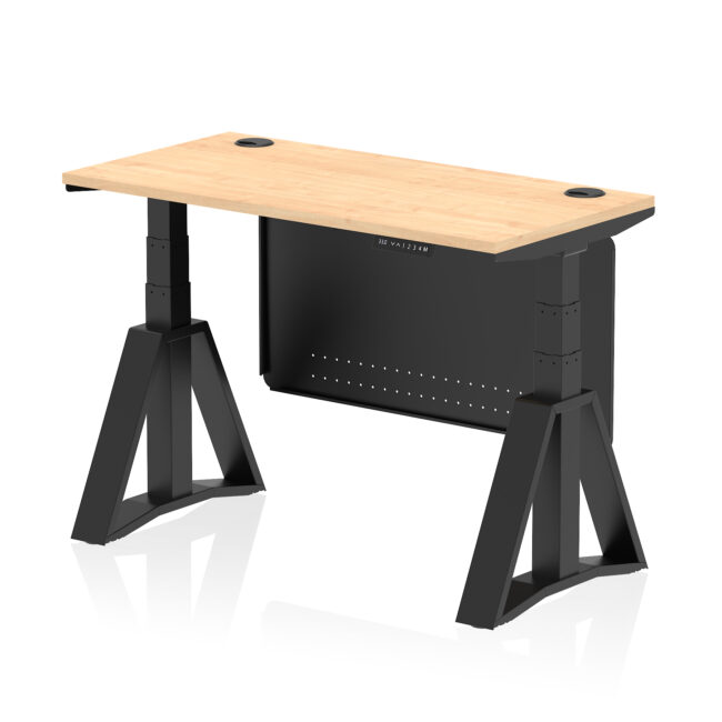Air Height Adjustable Slimline Desk With Cable Ports With Steel Modesty Panel With Piste Foot - Image 61