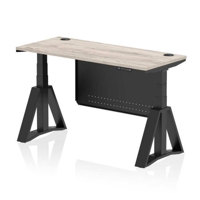 Air Height Adjustable Slimline Desk With Cable Ports With Steel Modesty Panel With Piste Foot - Image 70