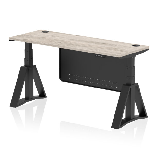 Air Height Adjustable Slimline Desk With Cable Ports With Steel Modesty Panel With Piste Foot - Image 71