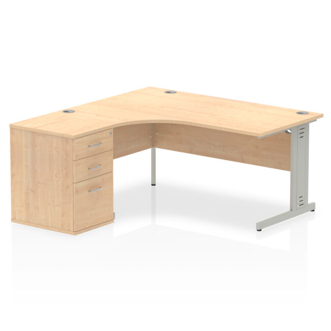Impulse 1600mm Cable Managed Left Crescent Desk Workstation - Image 13