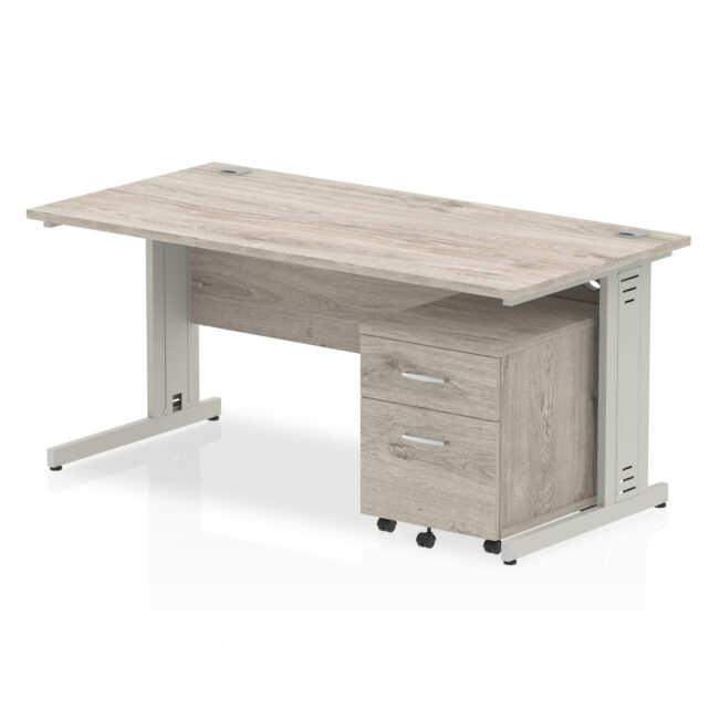 Impulse 1600mm Cable Managed Straight Desk With Mobile Pedestal - Image 5