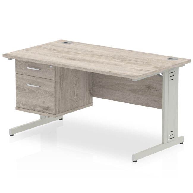 Impulse 1400mm Cable Managed Straight Desk With Single Fixed Pedestal - Image 9