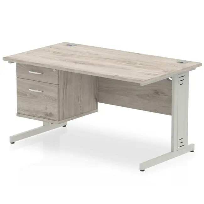 Impulse 1400mm Cable Managed Straight Desk With Single Fixed Pedestal - Image 9