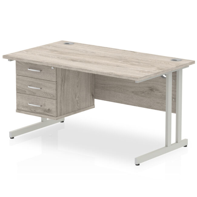 Impulse 1400mm Cantilever Straight Desk With Single Fixed Pedestal - Image 78