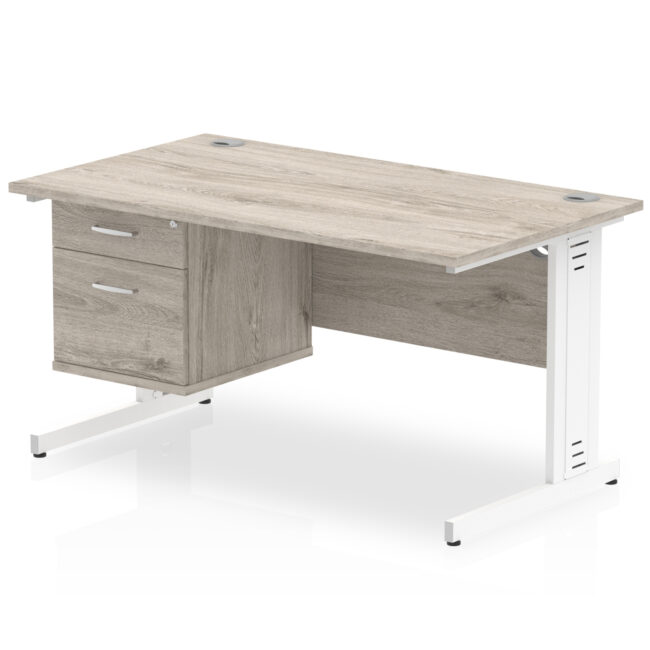 Impulse 1400mm Cable Managed Straight Desk With Single Fixed Pedestal - Image 11