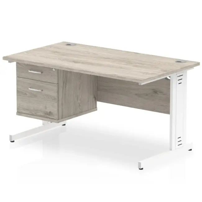 Impulse 1400mm Cable Managed Straight Desk With Single Fixed Pedestal - Image 11