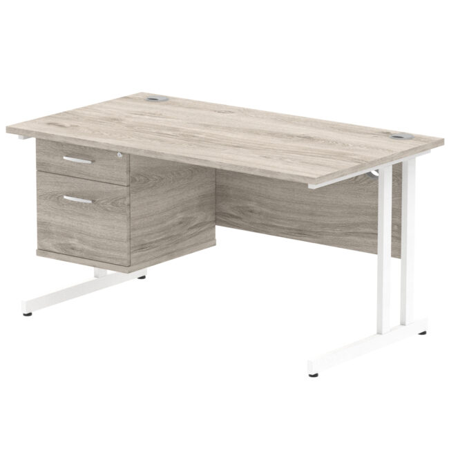 Impulse 1400mm Cantilever Straight Desk With Single Fixed Pedestal - Image 11
