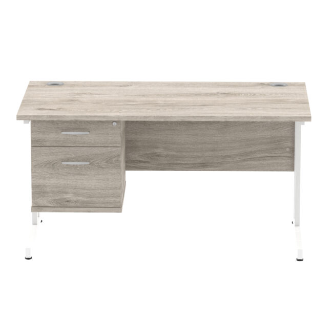 Impulse 1400mm Cantilever Straight Desk With Single Fixed Pedestal - Image 12