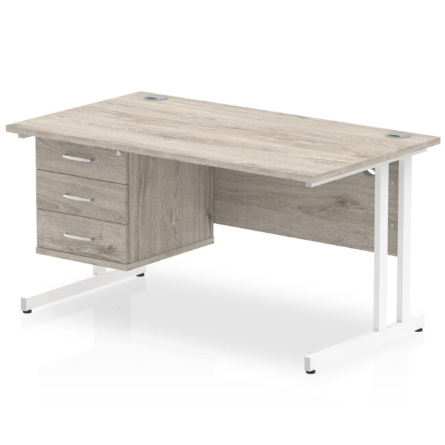Impulse 1400mm Cantilever Straight Desk With Single Fixed Pedestal - Image 19