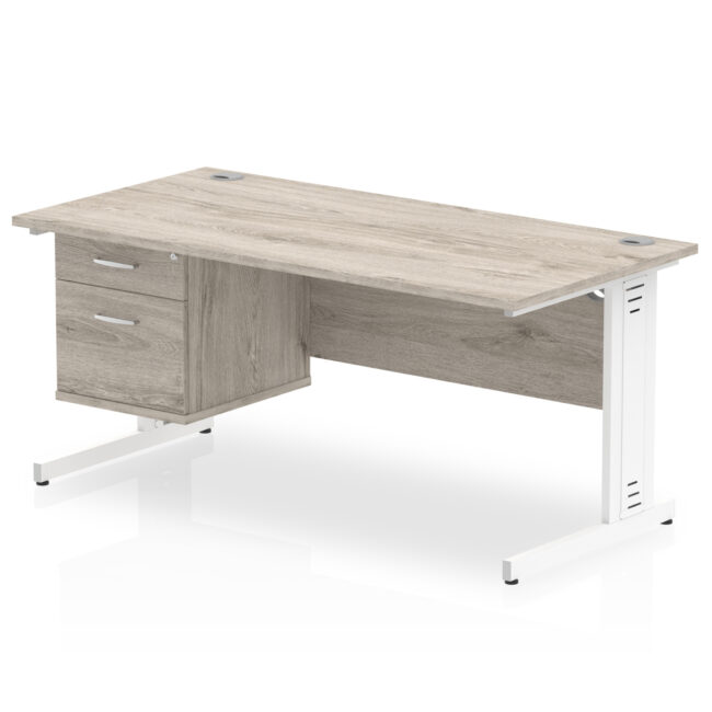 Impulse 1600mm Cable Managed Straight Desk With Single Fixed Pedestal - Image 11