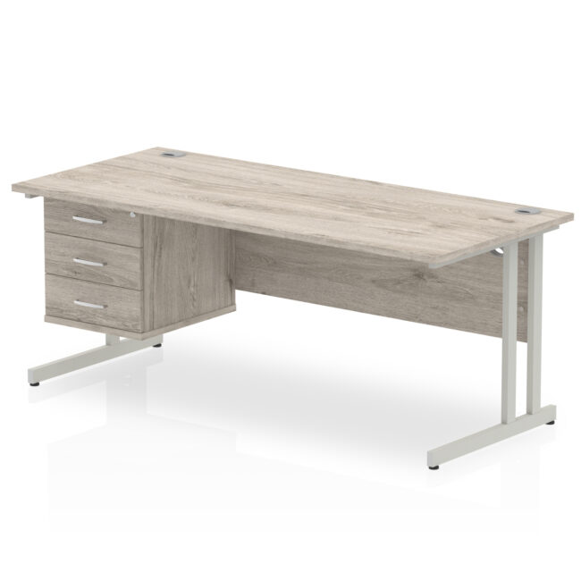 Impulse 1800mm Cantilever Straight Desk With Single Fixed Pedestal - Image 28