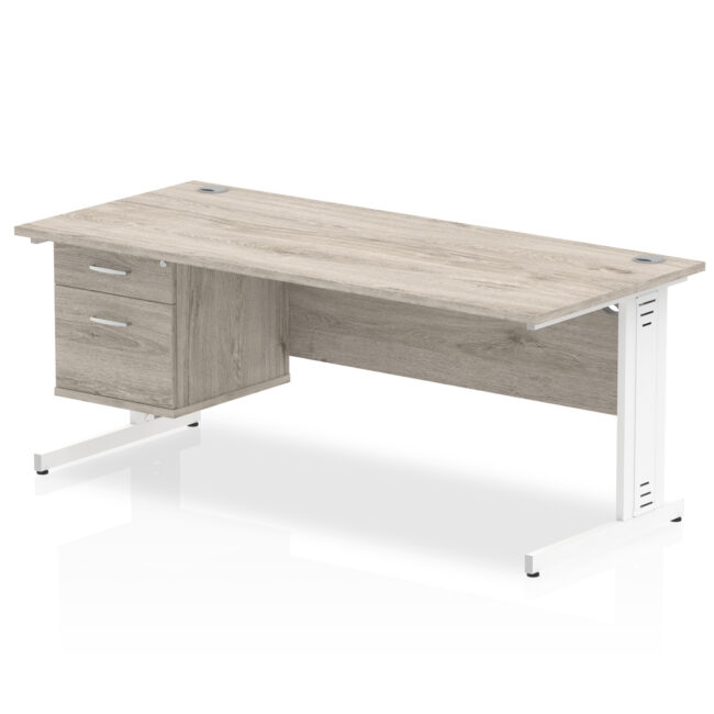 Impulse 1800mm Cable Managed Straight Desk With Single Fixed Pedestal - Image 10