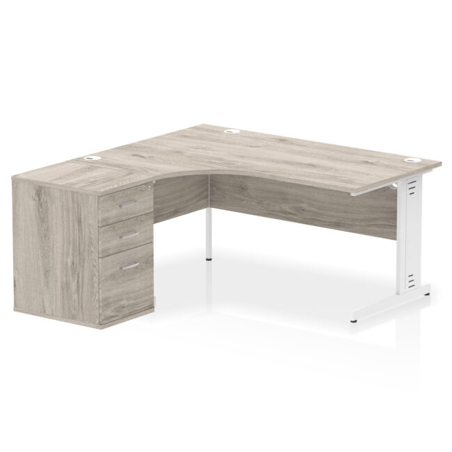 Impulse 1600mm Cable Managed Left Crescent Desk Workstation - Image 9
