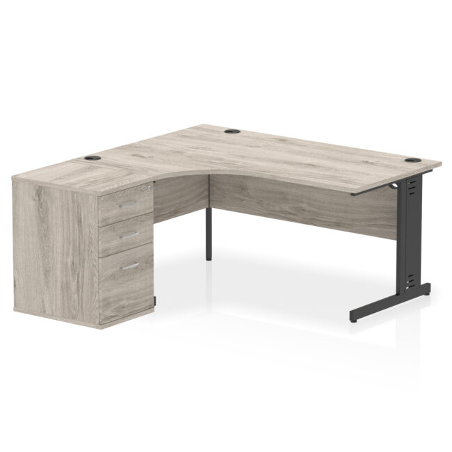 Impulse 1600mm Cable Managed Left Crescent Desk Workstation - Image 8