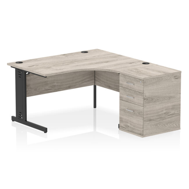 Impulse 1400mm Cable Managed Right Crescent Desk Workstation - Image 3