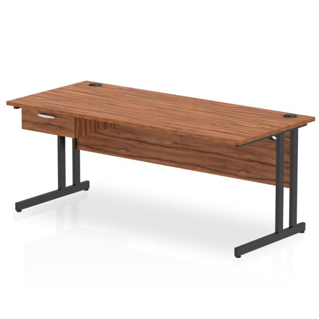 Impulse Cantilever Straight Desk Black Frame With Single One Drawer Fixed Pedestal - Image 28
