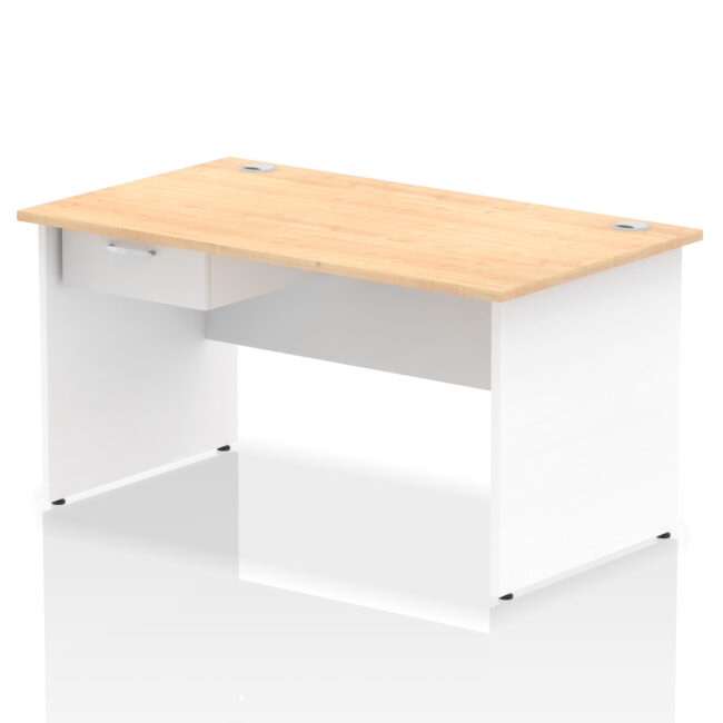 Impulse Panel End Straight Desk Frame With Single One Drawer Fixed Pedestal - Image 38