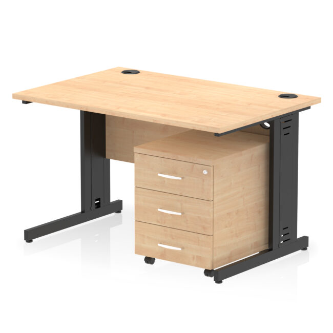 Impulse 1200mm Cable Managed Straight Desk With Mobile Pedestal - Image 35